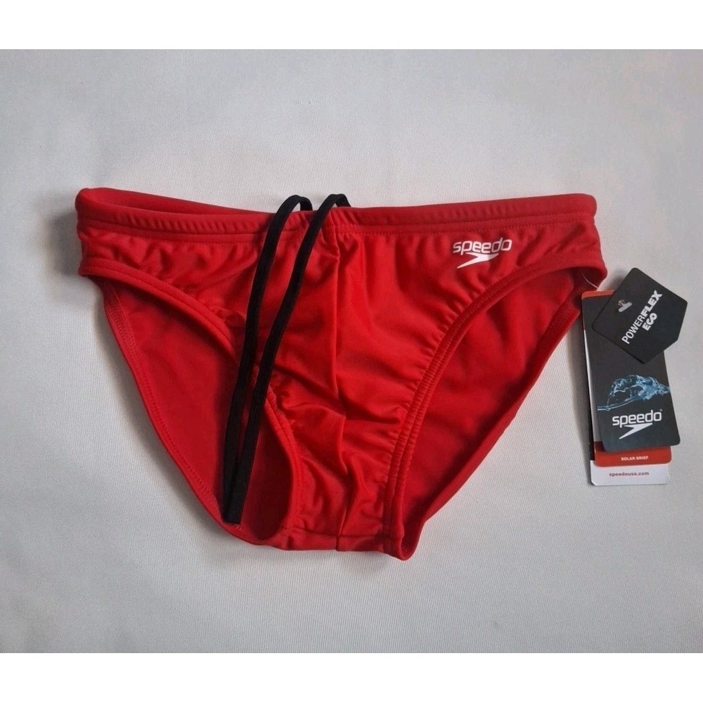 Speedo Men's PowerFlex Eco Solar Swimsuit Brief - Red - Size 30
